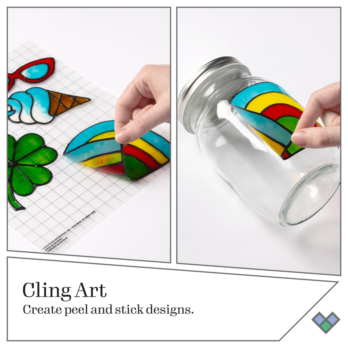 Gallery Glass Window Cling Art Kit, 10 Piece Set Including 3 Pattern Sheets, 6 Stained Glass Colors and 1 Liquid Leading, PRMGGCLING24 Gallery Glass