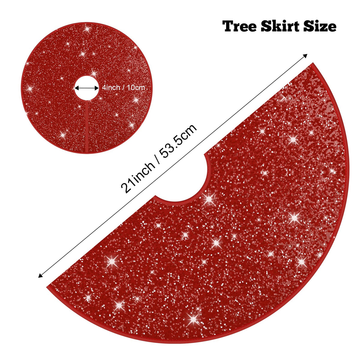 BlessedSeason Christmas Tree Skirt, 21 Inch Red Tree Skirt Satin Skirt with Small Sequins, Small Tree Skirt for 3 4 5ft Tree, Christmas Tree Decoration BlessedSeason