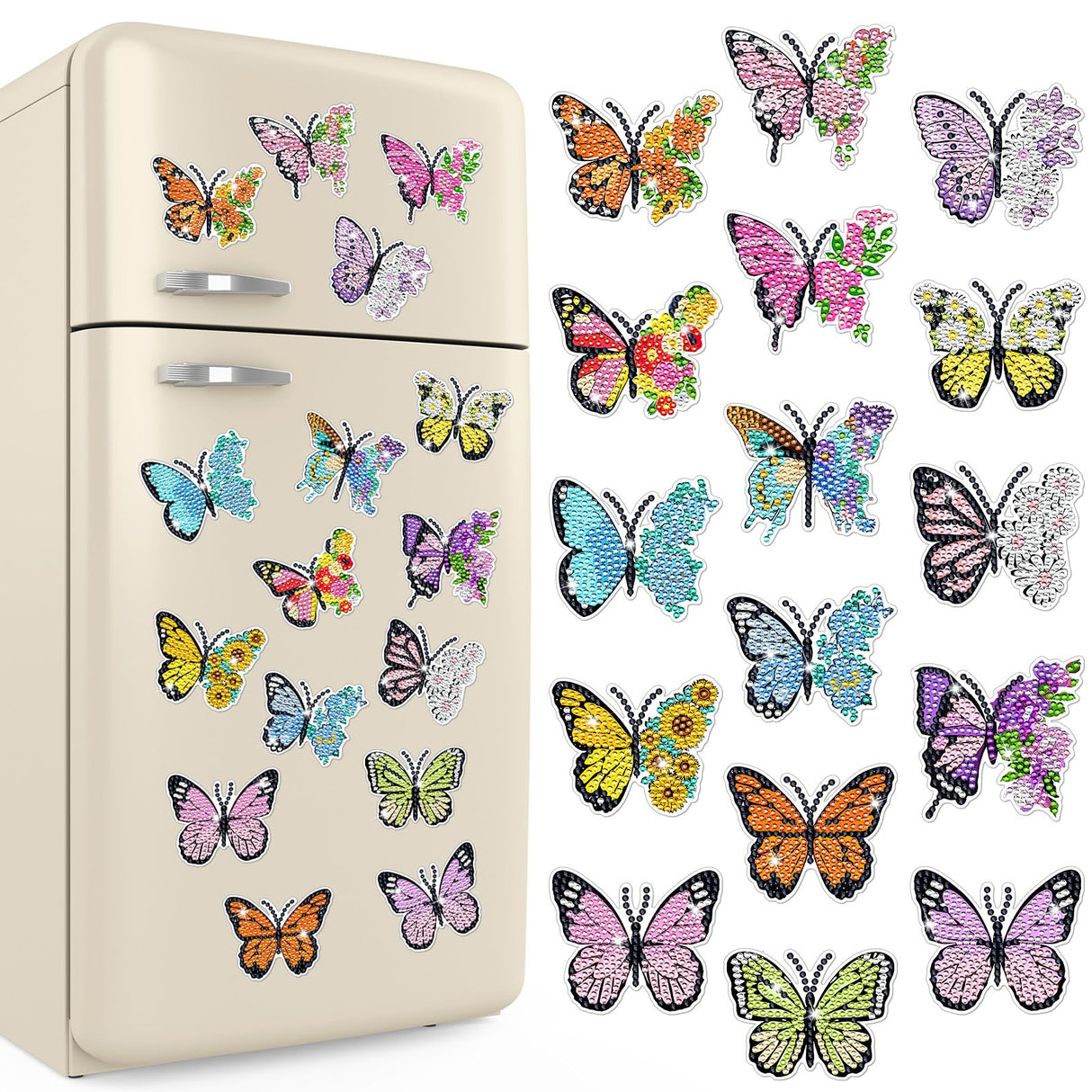 Umigy 16 Pcs Butterfly Diamond Art Magnets Kits for Refrigerator Butterfly Diamond Painting Magnets DIY Gem Art for Adults Beginners Crafts Home Fridge Decor Umigy
