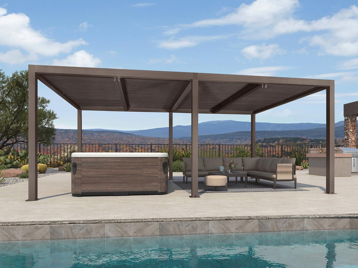 PURPLE LEAF Louvered Pergola 12' × 20' Outdoor Hardtop Gazebo Sun Shade with Adjustable Canopy Patio Aluminum Retractable Roof for Outside Deck Backyard Pavilion PURPLE LEAF