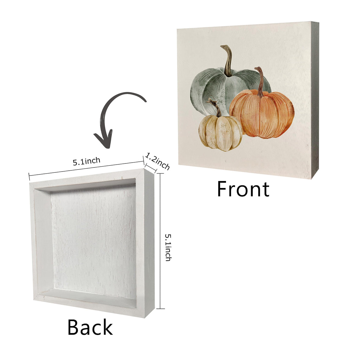 KEUSPI Fall Pumpkin Desk Decor,Farmhouse Pumpkin Fall Harvest Wood Sign Plaque,Fall Signs,Boho Fall Pumpkin Home Farmhouse Decor (orange2), 5x5inch KEUSPI