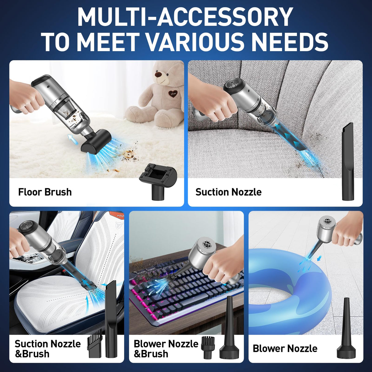 AHNR Handheld Car Vacuum Cleaner Cordless with Brushless Motor, 20000PA High Power Vacuum Cleaner & Air Duster, 3 in 1 Keyboard Portable Vacuum Cleaner, Mini Hand Held Vacuum Cleaner for Car Home AHNR