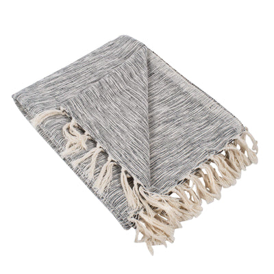 DII Rustic Farmhouse Throw Blanket with Decorative Tassels, Use for Chair, Couch, Bed, Picnic, Camping, Beach, & Just Staying Cozy at Home (50 x 60), Variegated Black