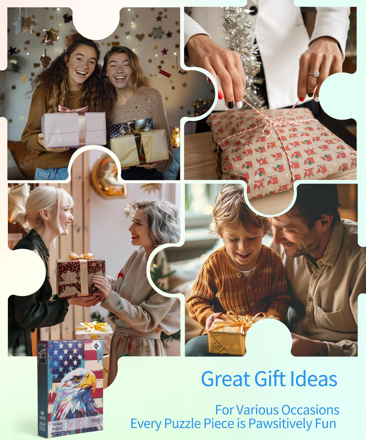 Petrala Jigsaw Puzzles 1000 Pieces for Adults Bald Eagle 1000 Piece Puzzle for Adults Fun American Flag Patriotic Jigsaw Puzzles for Adults Kit with Letters on Back, Fit Together Perfectly Petrala