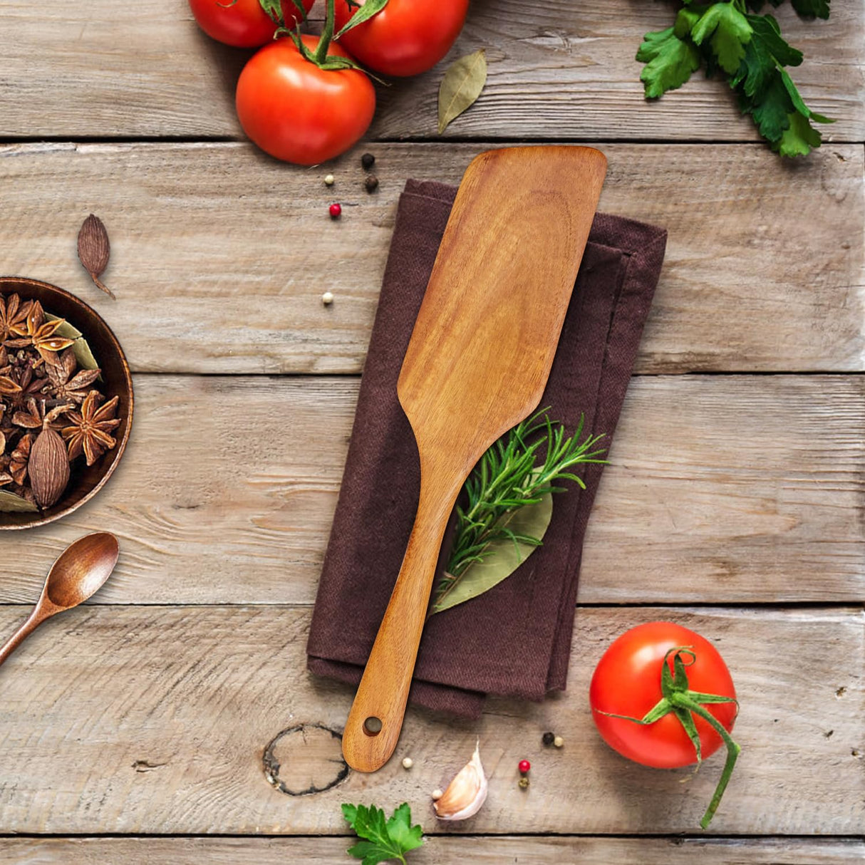 Teak Wooden Spatula for Cooking Wok Spatula Kitchen Turner for Mixing, Scraping, Baking Spatula Best Non Stick Wood Cooking Utensil Angled Flat Spatula Egg Flipper Spatula Scraper Fish Spatula Turner Ayiaren