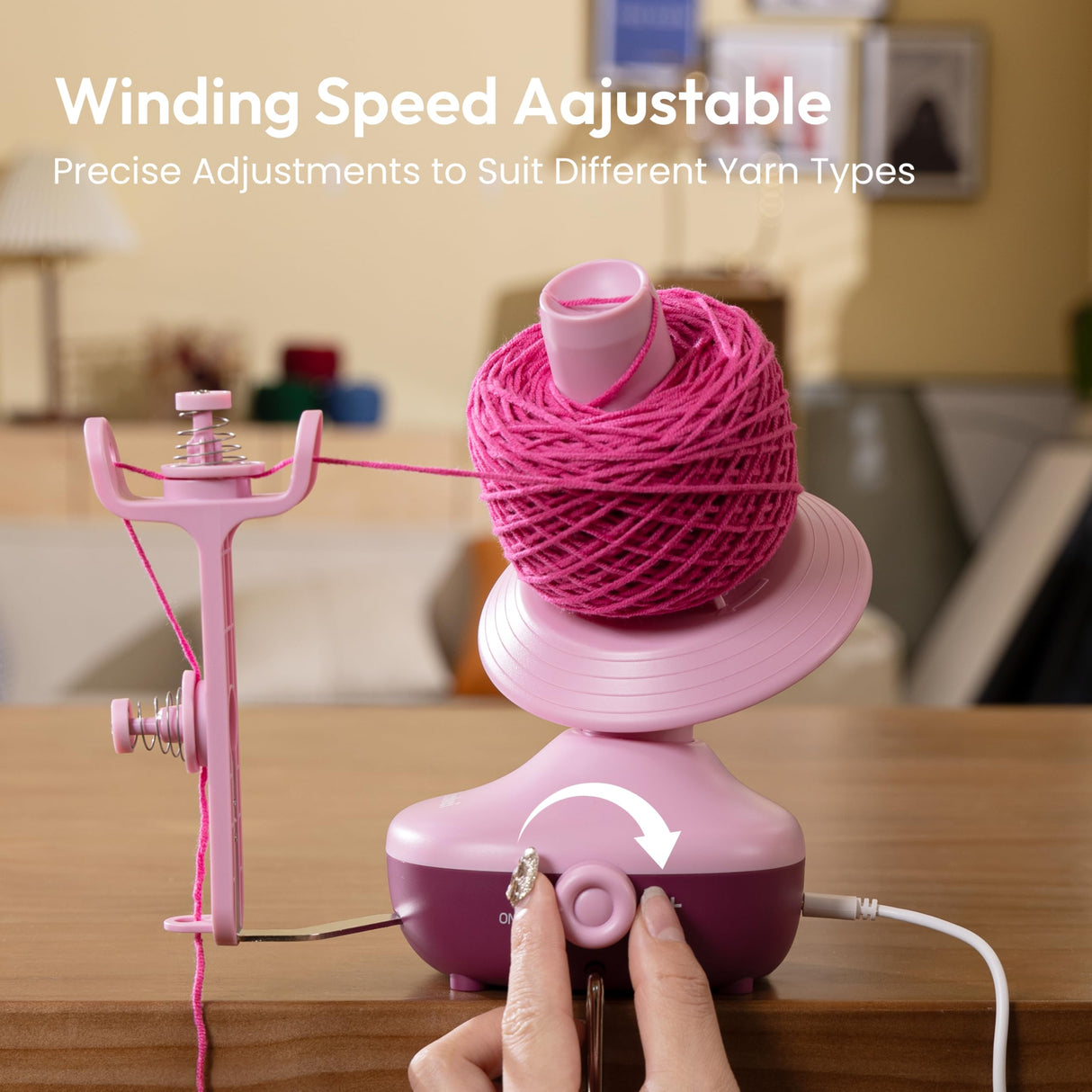 Etcokei Yarn Winder, Electric Yarn Ball Winder for Crocheting, Compact Yarn Cake Winder with Strong Tension Stepless Speed, Automatic Yarn Spinner Wool Winder, Ideal Helper for Knitting Lovers(Purple) Etcokei