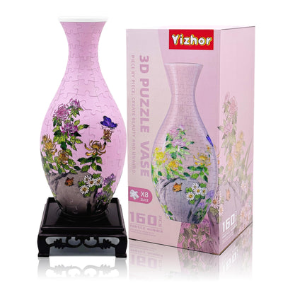 3D Puzzles Vase for Adults, 160 Pieces Puzzle Flower Vase for Home and Office Decor, DIY 4D Jigsaw Vase Arts and Crafts for Kids, Unique Housewarming Gifts for Moms