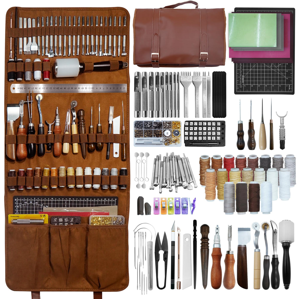 EDIETH Professional Leather Craft Tools Kit Leather Working & Tooling ...