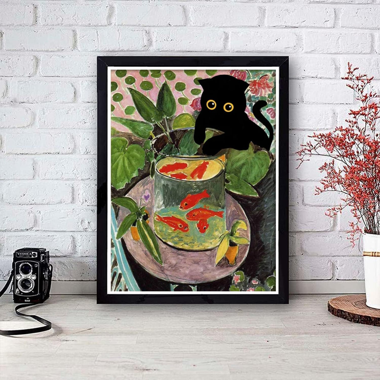 5D DIY Diamond Painting Kits for Adults,Cats Fishing for Goldfish Diamond Painting Full Drill Round Art Gems Diamond Art Perfect for Home Wall Decor(12x16 Inch) ASslanLYs