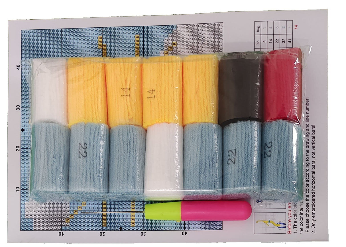 Latch Hook Kits Little Rug for Kids Rainbow and White Cloud Color Printed Canvas DIY Handmade Carpet Crochet Yarn Embroidery Needlework Hook Latch Kit Rug Cover Children Handicraft 30x30cm WoodArtSupply