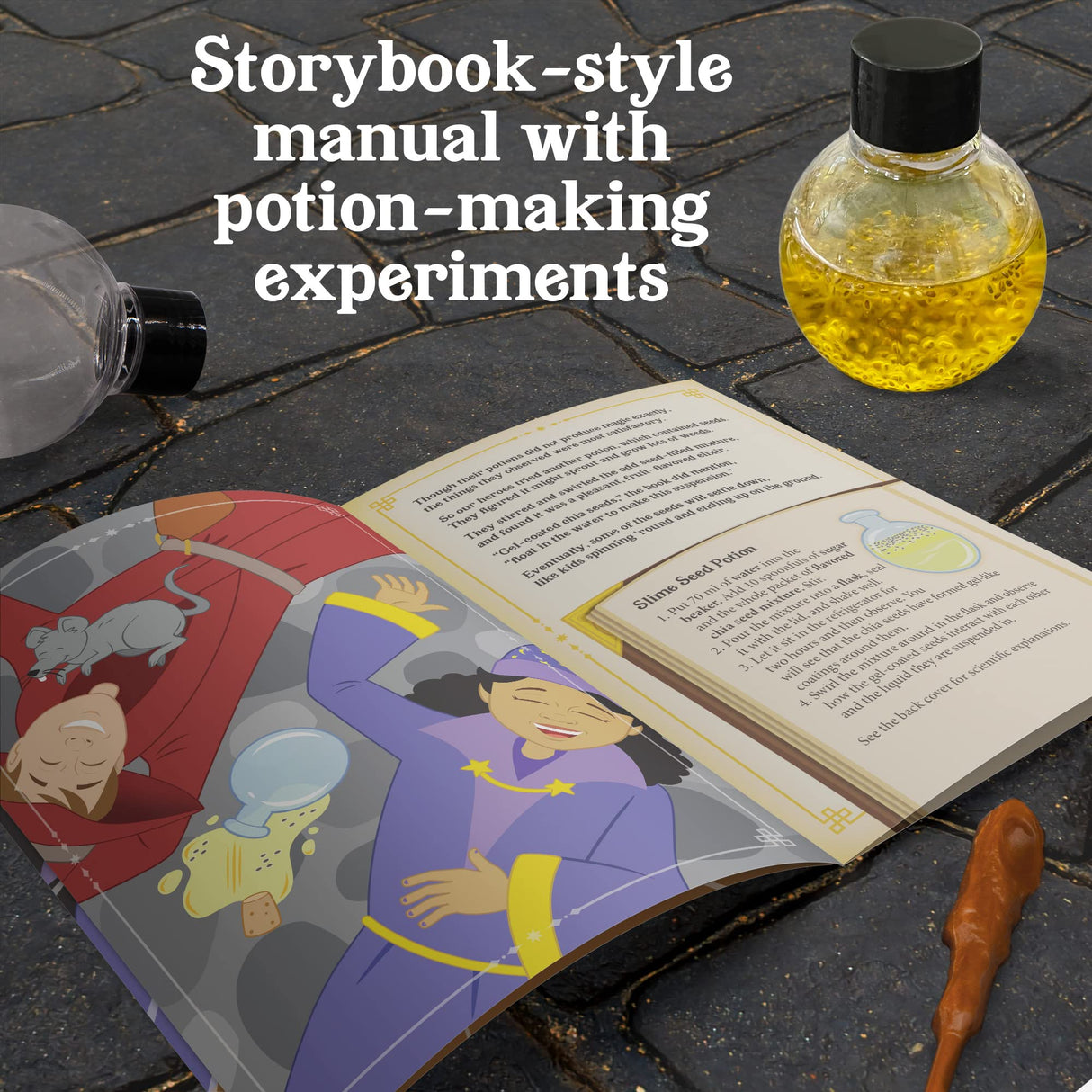 Tasty Labs Wizard Potion Science Kit - Make 5 Magical Potions, Chemistry Experiments Safe to Drink, Includes Cauldron & Wand - Study Reactions, Polymers & More Thames & Kosmos