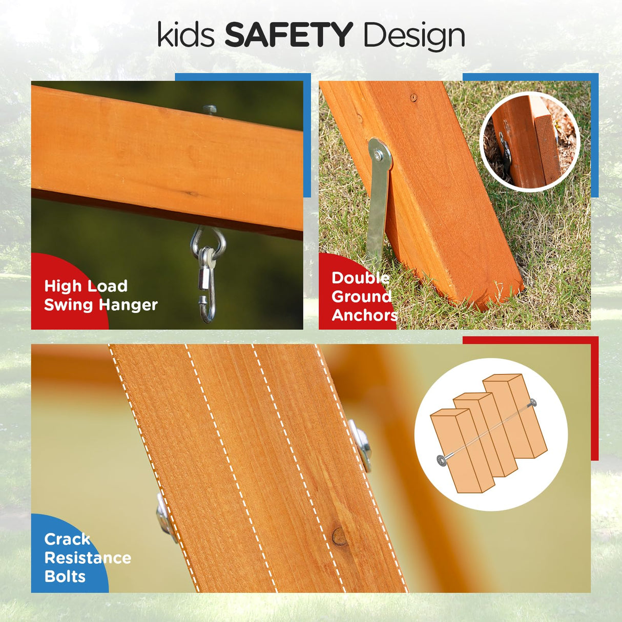 Dolphin Playground Wooden Swing Sets for Backyard, Playground Sets for Backyards with Slide, Sandbox, Climbing Wall, and 2 Belt Swings, Outdoor Playset, Backyard Playground Set, Ages 2-6 DOLPHIN PLAYGROUND T