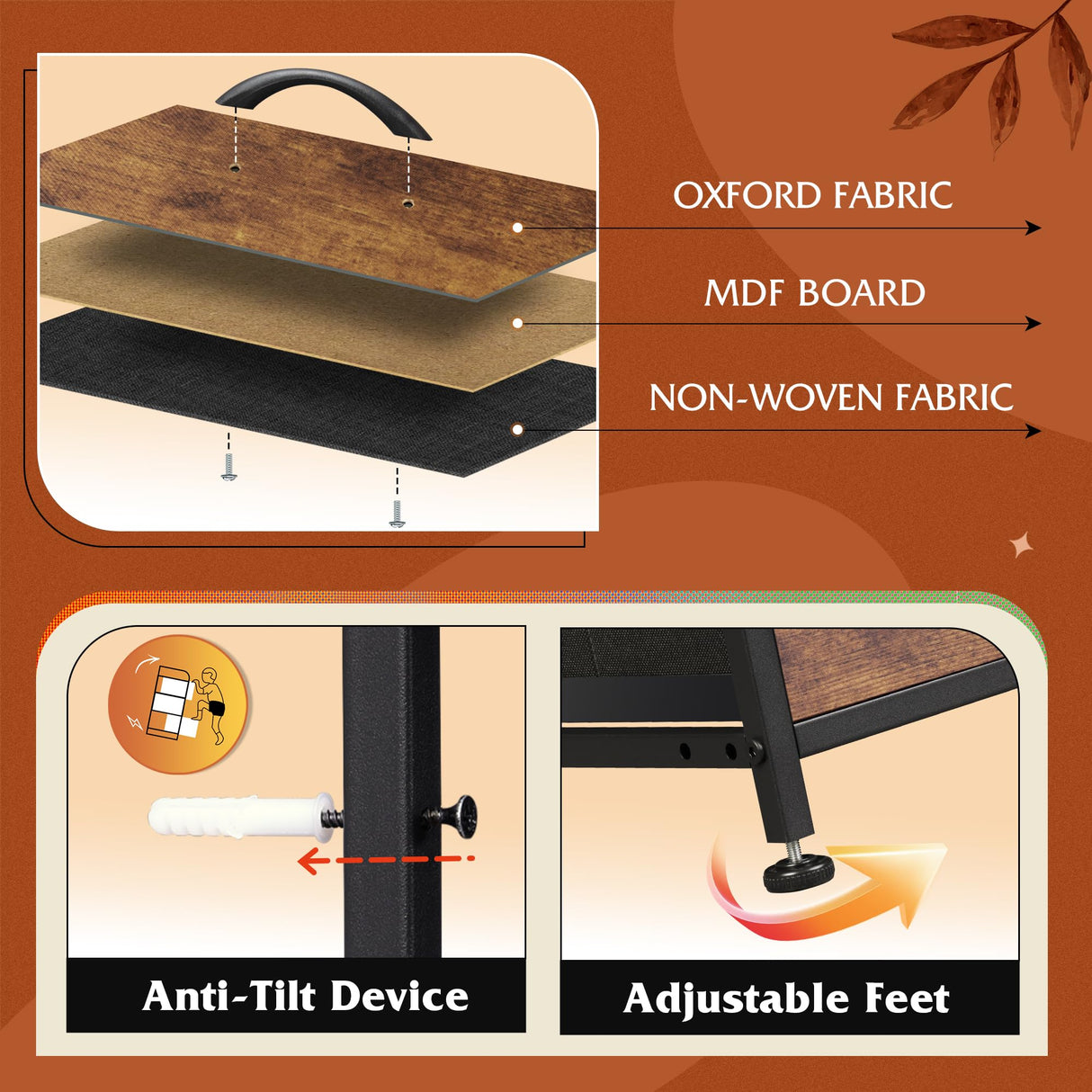 WLIVE Dresser for Bedroom, TV Stand for Bedroom for 55 inch TV with Charging Station and LED Lights, Fabric Chest of Drawers with Open Shelves, 8 Drawers Dressers for Living Room, Closet WLIVE