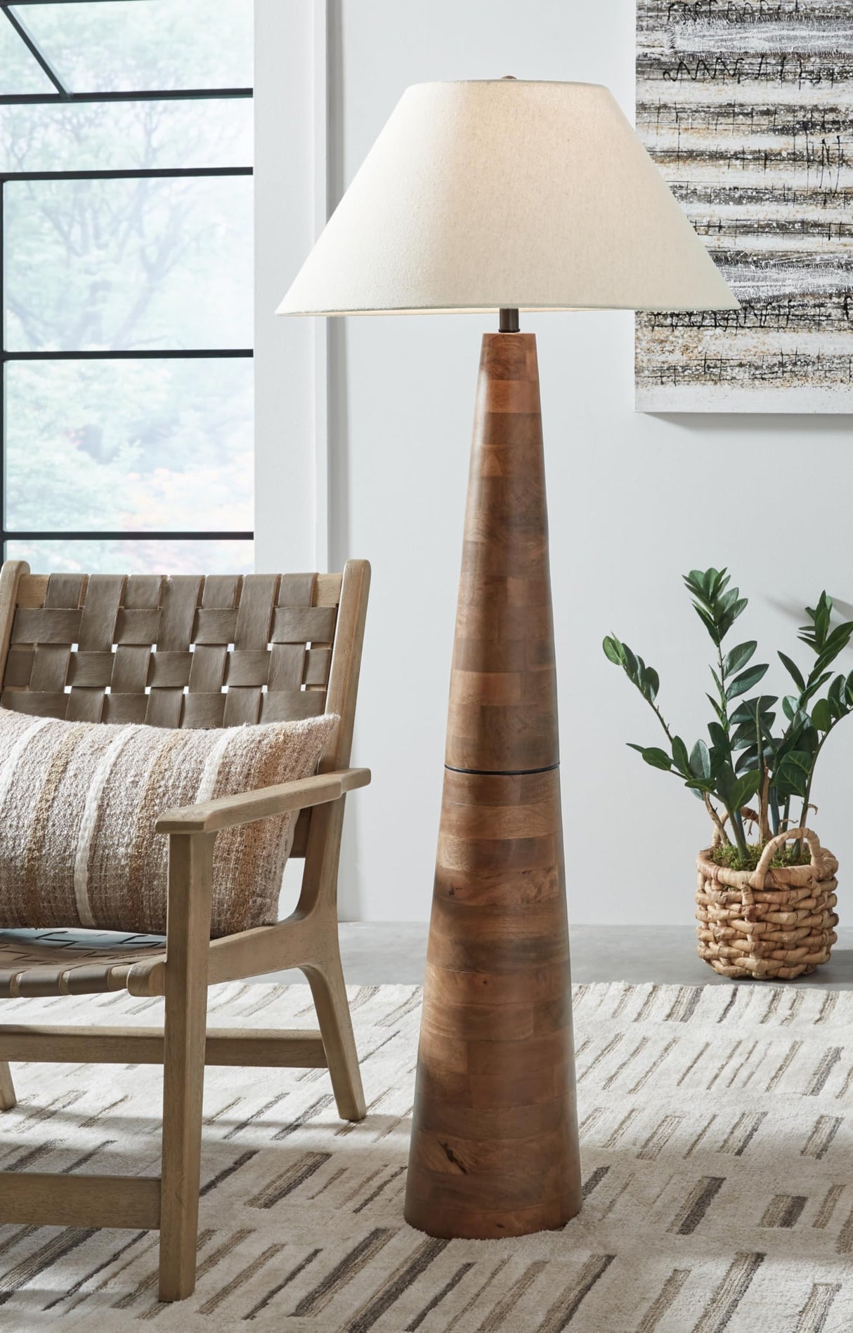 Signature Design by Ashley Danset Contemporary Wood Floor Lamp with 3-way Switch, Light Brown Signature Design by Ashley
