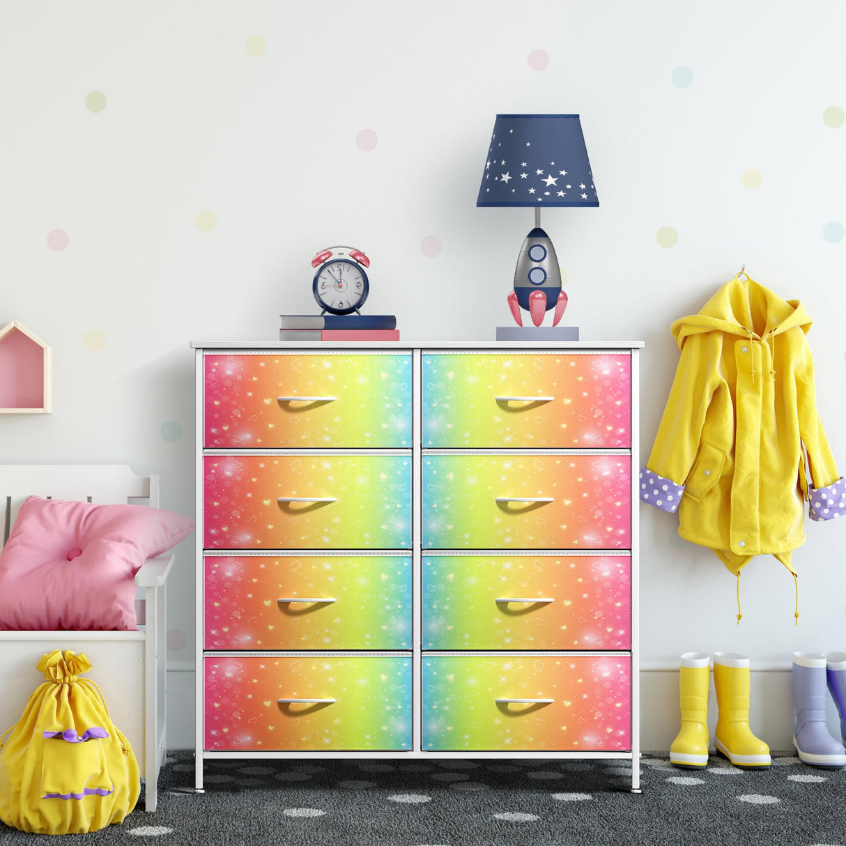Sorbus Kids Dresser with 8 Drawers - Storage Unit Organizer Chest for Clothes - Bedroom, Kids Room, Nursery, & Closet (Rainbow, 31.5 x 12 x 32-8 Drawer) Sorbus