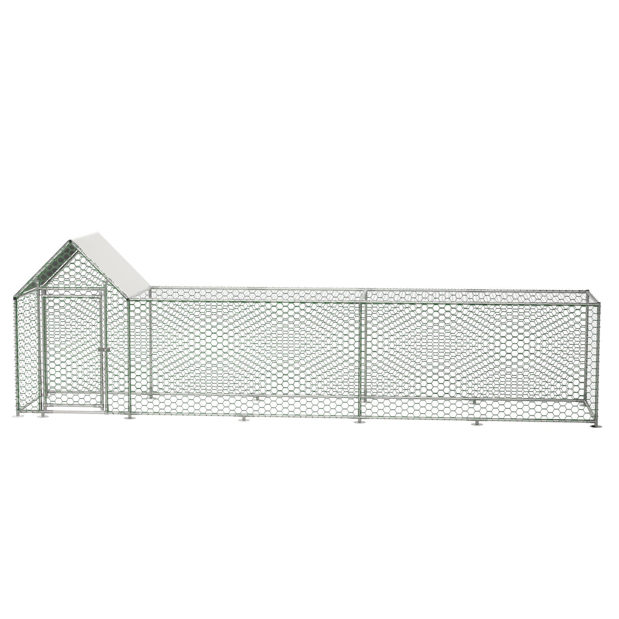 Metal Chicken Coop, 16x3x5ft Outdoor Walk in Chicken Coop with Run for Yard, Hen Duck House with Waterproof Roof Cover and Door MegaChoice