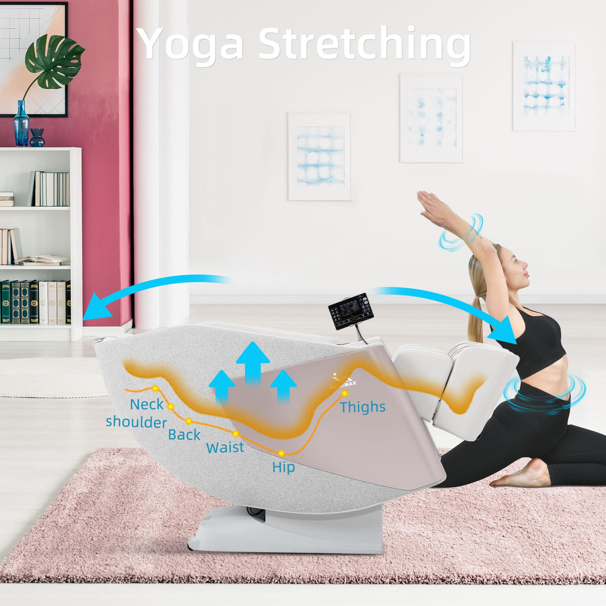 MassaMAX A305 Massage Chair Full Body, Zero Gravity, 53.15" SL-Track Shiatsu Massage Recliner Chair with Heat, AI Voice Control, Body Scan and Calfrest Extension, 15 Modes, Fully Assembled, Golden MassaMAX