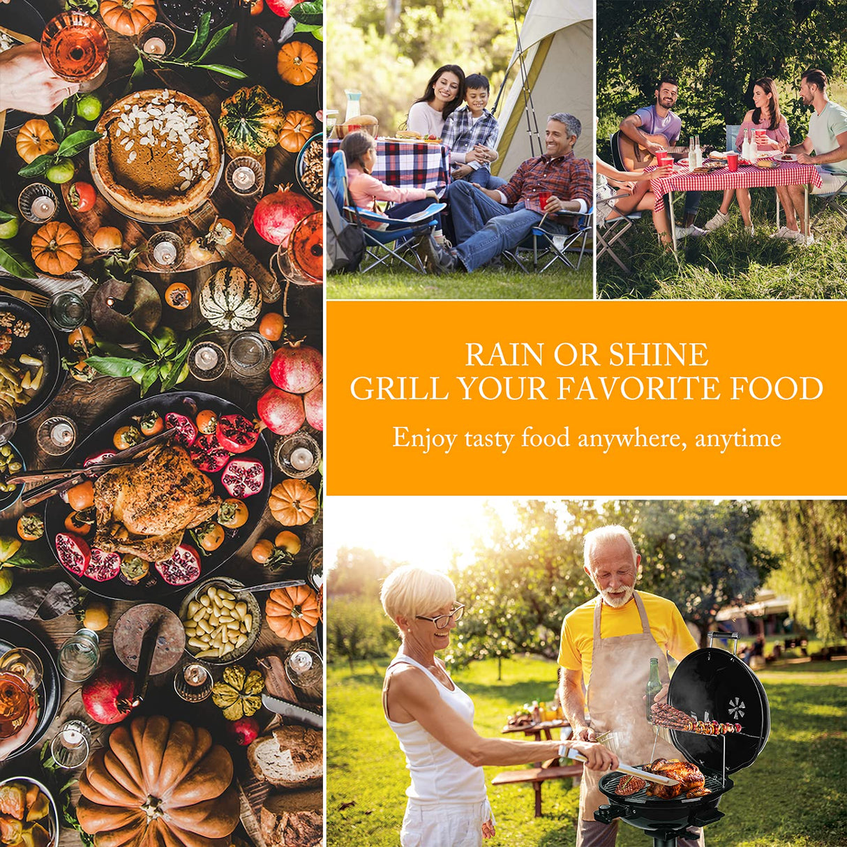 Electric BBQ Grill Techwood 15-Serving Indoor/Outdoor Electric Grill for Indoor & Outdoor Use, Double Layer Design, Portable Removable Stand Grill, 1600W (Stand Black BBQ Grills) Techwood