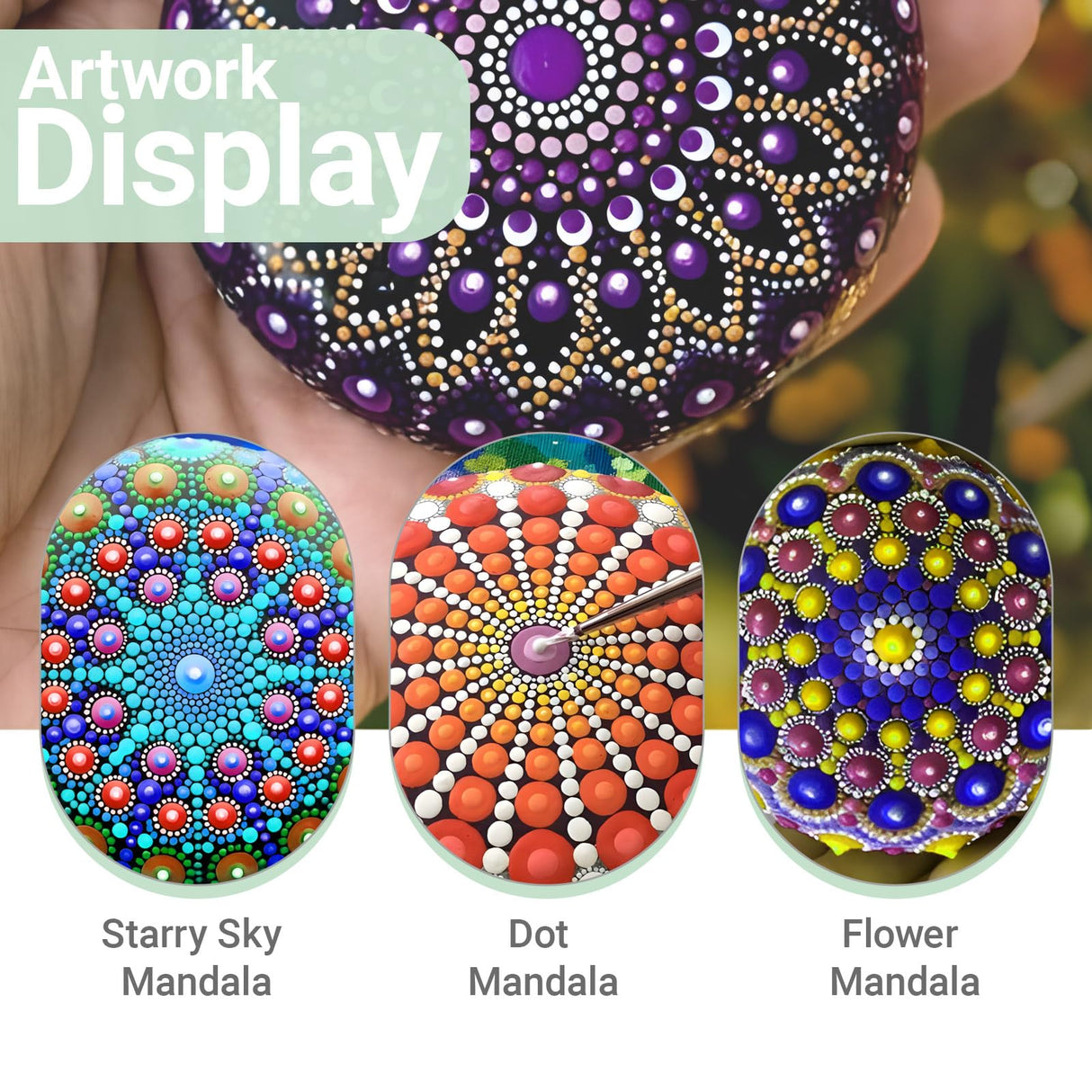 Mandala Rock Painting Arts and Craft Kit for Adults Women - 35 PCS Mandala Dotting Tools Kit - Large Wooden Rocks with Stencils, Acrylic Paints,Dotting Tools - DIY Relaxing and Creative Activity apolyone