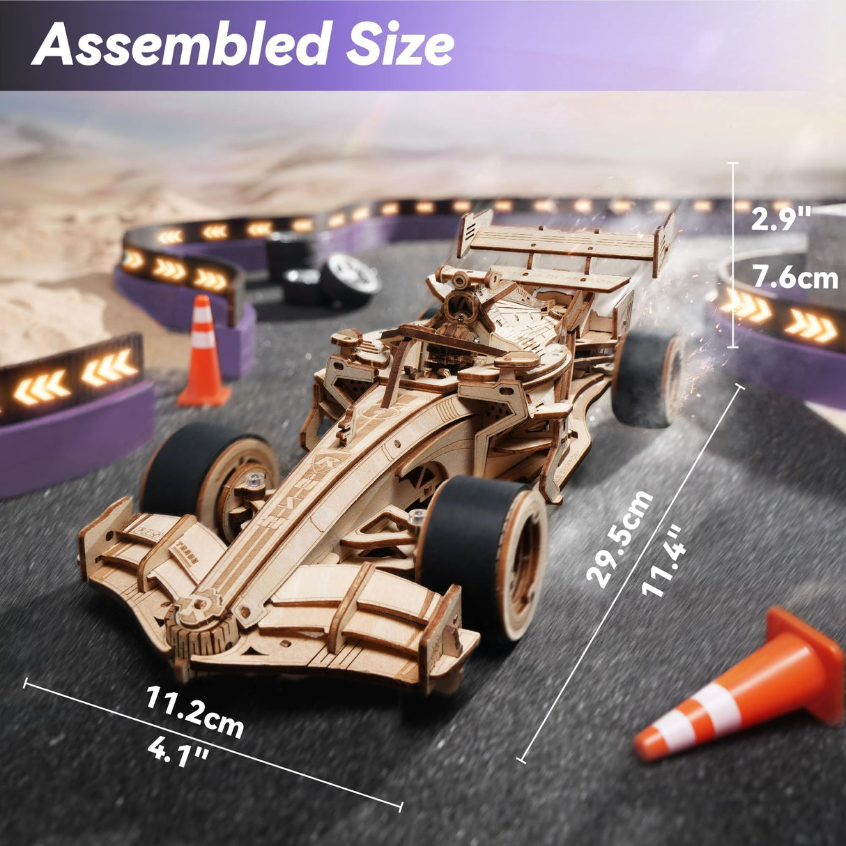 ROBOTIME 3D Puzzles for Adults, 1:18 Scale Wooden Racing Car LK505, Wood Mechanical Model Car Kits to Build, Cool Crafts for Teens & Adults Project Kits Model Building Set ROBOTIME