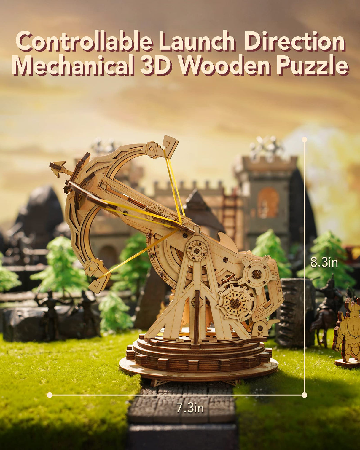 ROKR DIY Wooden Catapult Kit-3D Wooden Puzzle for Adults-Wood Ballista Model Building Kit-STEM Gift for Boys and Girls ROKR