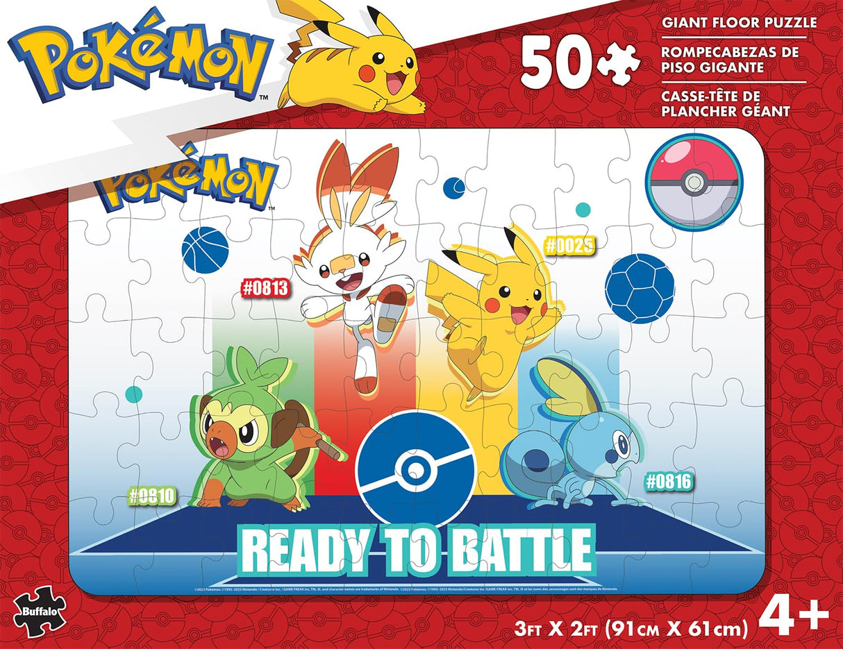 Buffalo Games - Pokemon - Floor Puzzle - 50 Piece Jigsaw Puzzle for Families -Challenging Puzzle Perfect for Game Nights - Finished Size is Buffalo Games