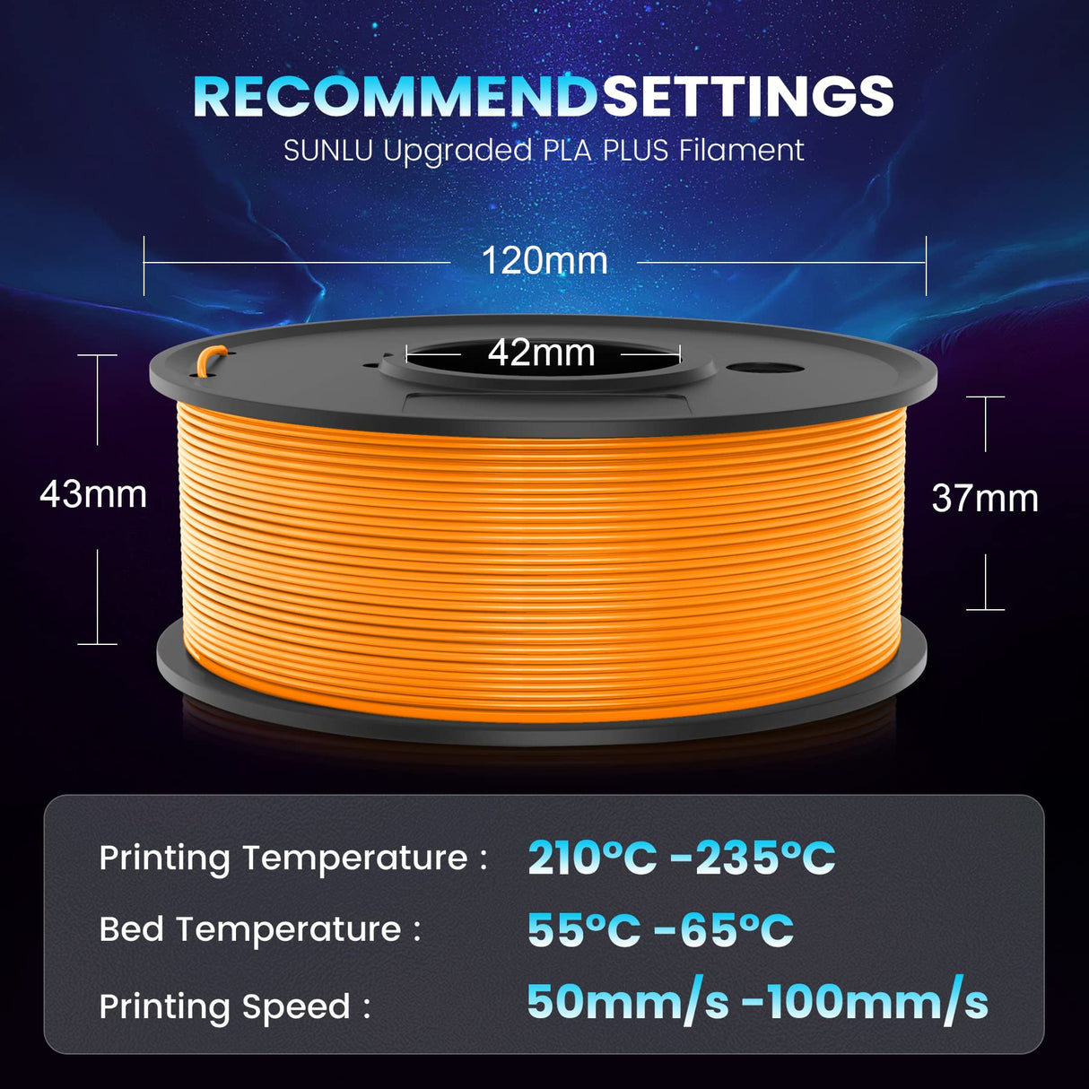SUNLU 3D Printer Filament Pack, 0.25kg Each Spool, Total 2kg, Mini Spool, PLA+ Filament 1.75mm, 8 Packs, Black+White+Grey+Blue+Green+Red+Orange+PureYellow SUNLU