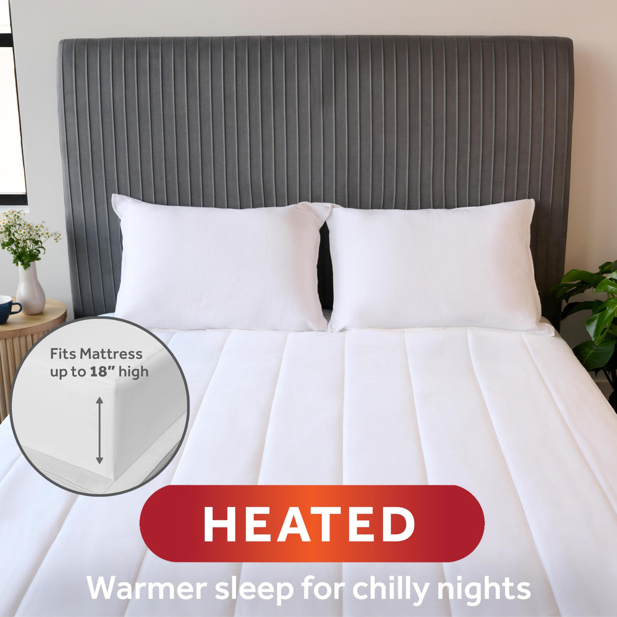 Sunbeam Restful Quilted Electric Heated Mattress Pad King Size, 76" x 80", Upgraded Memory Controller with 12 Heat Settings, 12-Hour Selectable Auto Shut-Off, Fast Heating, Machine Washable Sunbeam