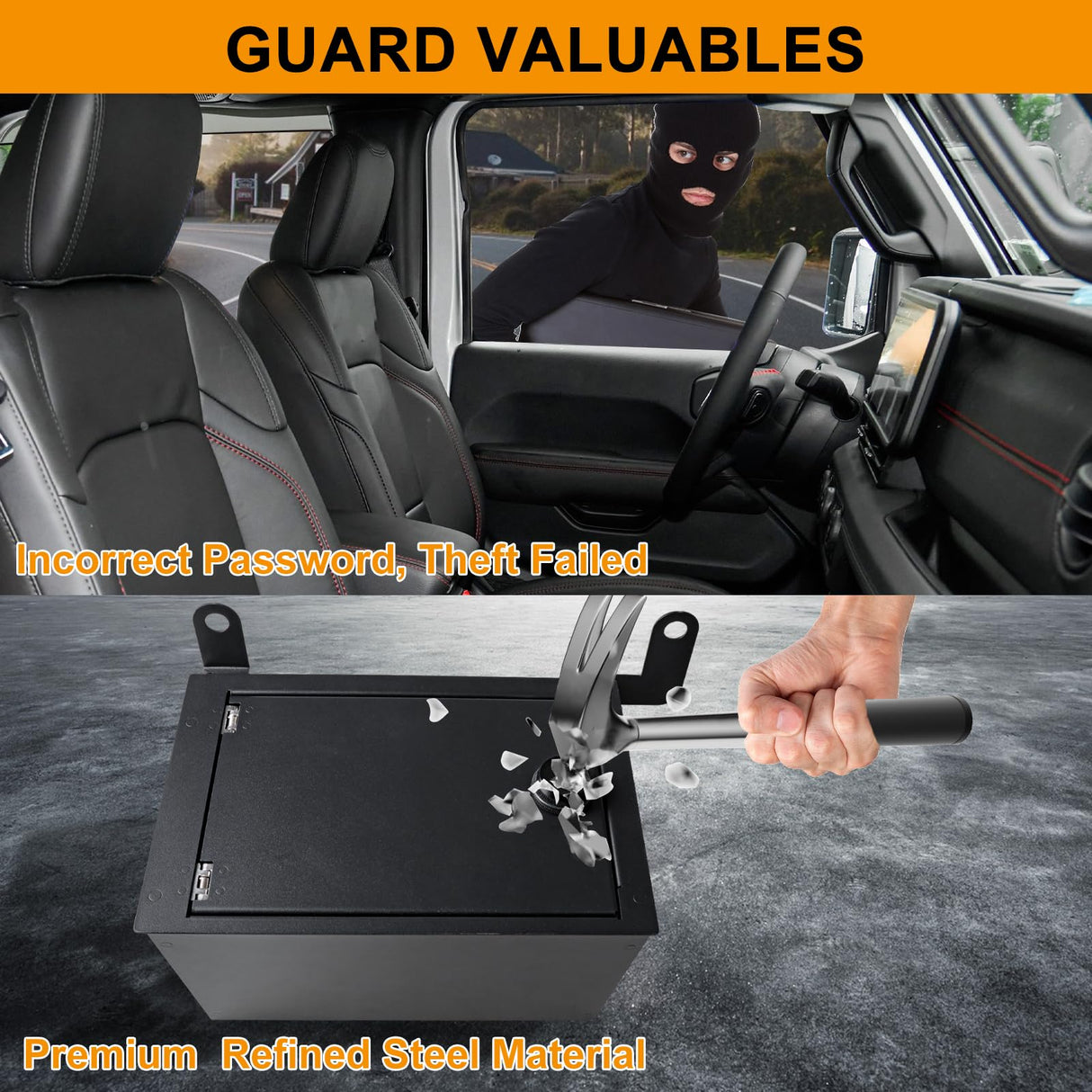 BESTAOO Under Seat Storage Lock Box Gun Safe Security Locking Organizer Compatible with 2018-2025 Jeep Wrangler JL 4 Door 4XE Interior Accessories Passenger Side Rear Underseat Storage Tray, Black BESTAOO