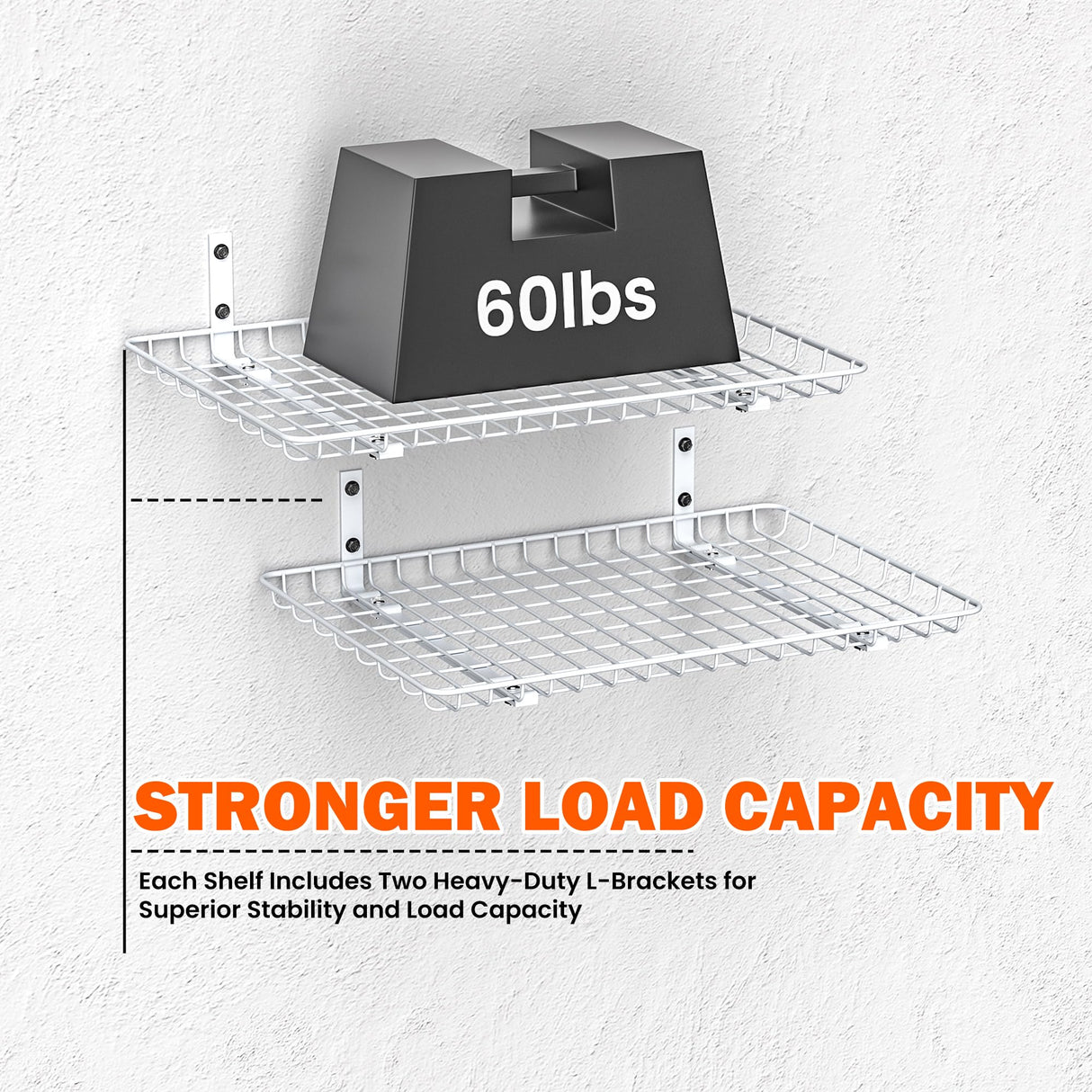 Ultrawall Wall Mounted Storage Shelf, Garage Shelves 24x12 Inch, Metal Shelf Rack, Heavy-Duty Wall Organizer for Closet, Kitchen, Laundry Room 2 Pack, White Ultrawall