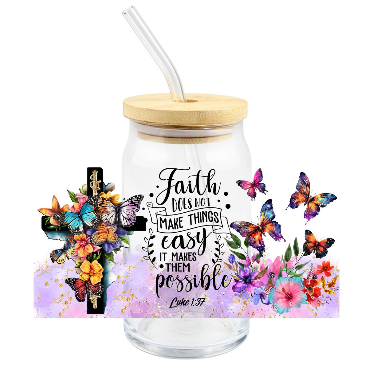 Jesus Faith UV Transfer Sticker 8 Sheet Waterproof 3D Cup Wraps Stickers for 16OZ Glass Mug Rub On Transfer Furniture Craft DIY Crafts AMONEYLS