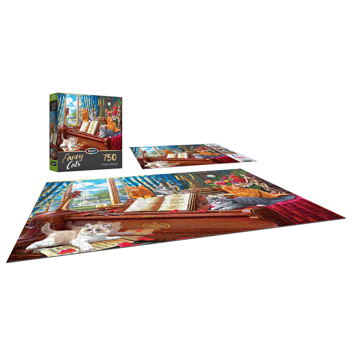 RoseArt - Fancy Cats - Piano Lessons - 750 Piece Jigsaw Puzzle for Adults RoseArt