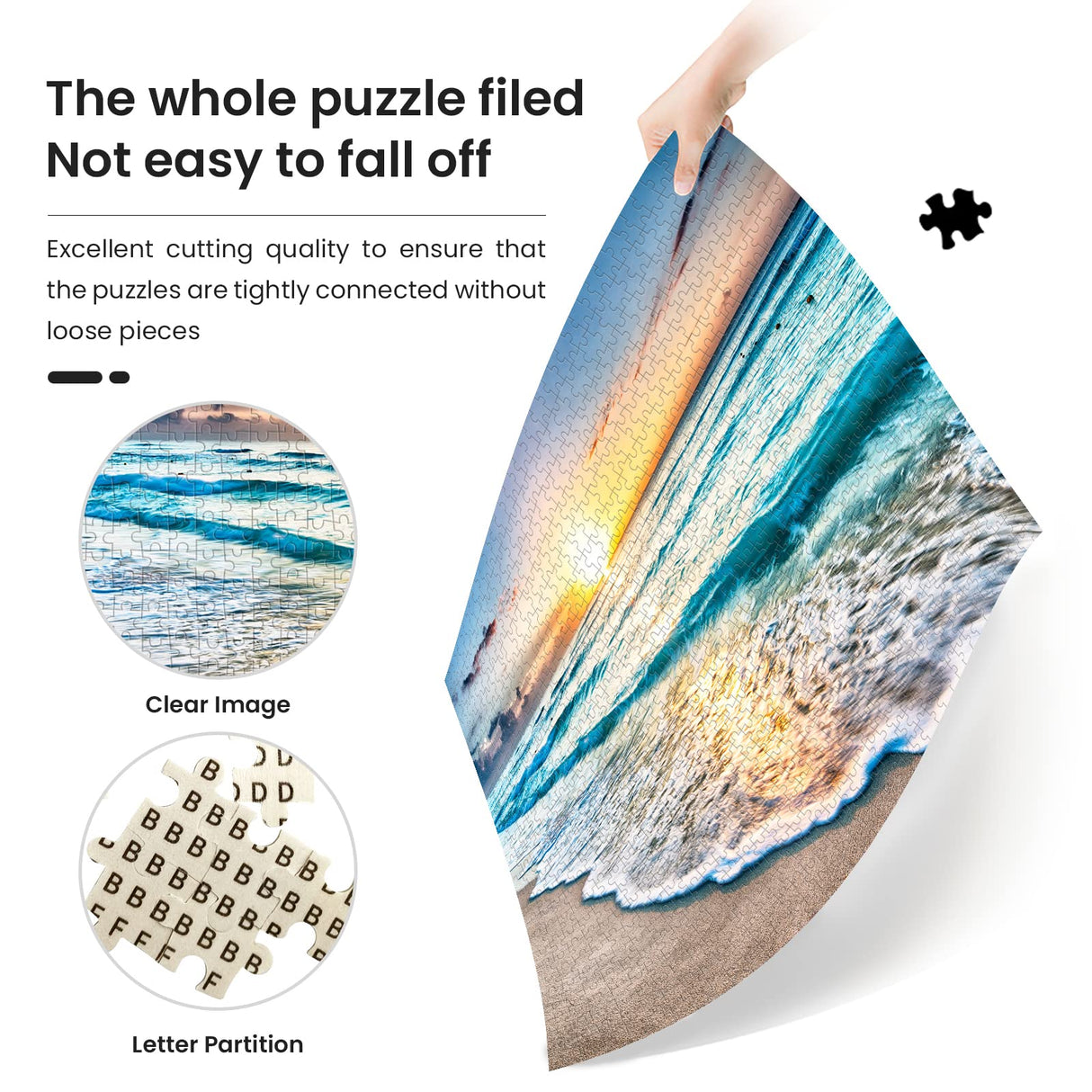 Puzzles for Adults 1000 Piece,Sunset Beach Wooden Jigsaw Puzzle Art,DIY Leisure Game Fun Toy Gift Suitable Family Friends najiaxiaowu