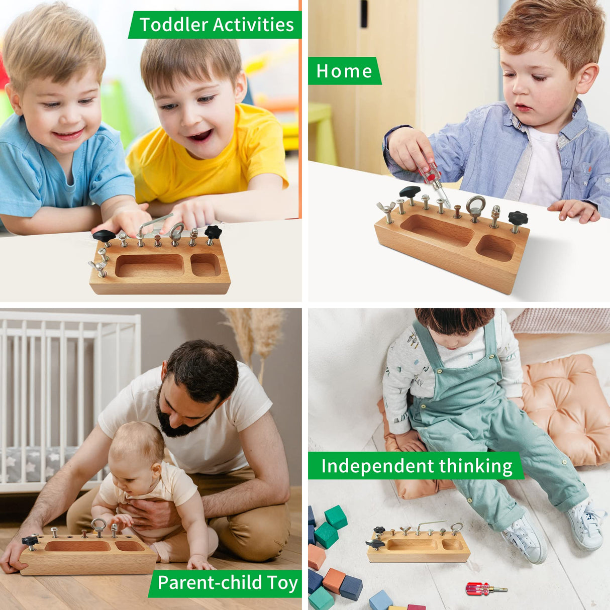 Montessori Toys for 1 2 3 Year Old, Montessori Screwdriver Board, Kids Wooden Toys, Fine Motor Skills Toys, Sensory Preschool Learning Toys for Toddler Travel TenFans