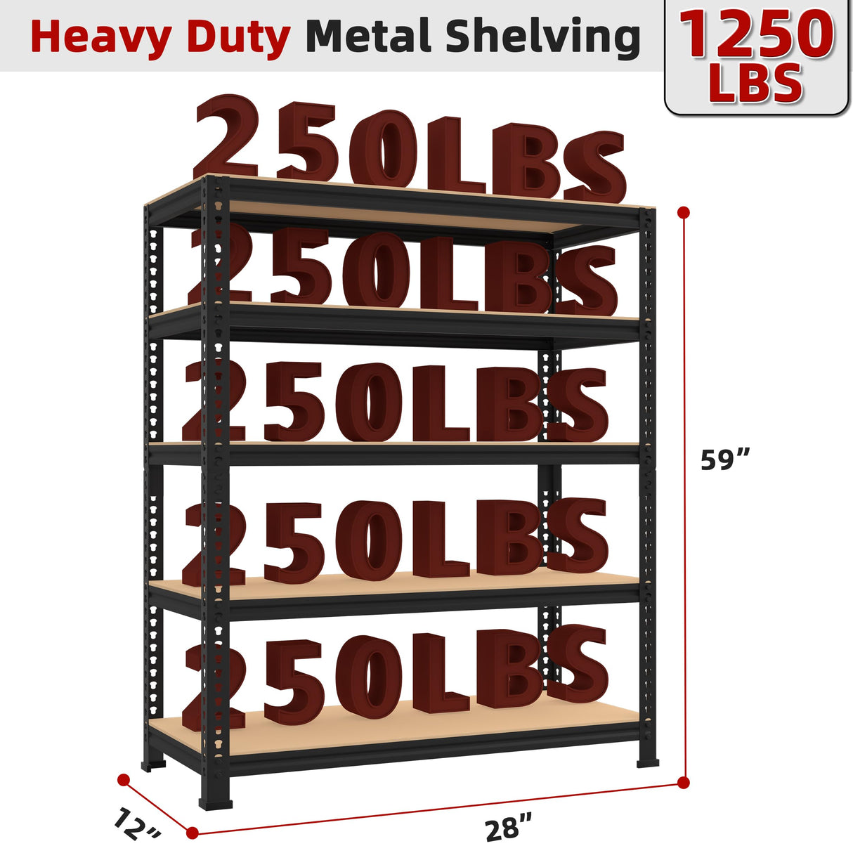 BuxWellBang 5-Shelf Heavy Duty Shelving - Adjustable Garage Storage Shelves, Metal Utility Storage Racks for Warehouse Pantry Basement Kitchen, Garage Organizers Shef Unit, Black, Packs of 3 BuxWellBang