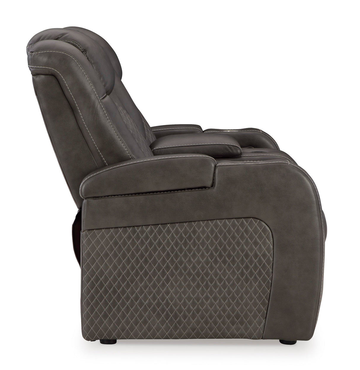 Signature Design by Ashley Fyne-Dyme Contemporary Power Reclining Loveseat with Console, USB Charging Ports and Adjustable Headrest, Gray Signature Design by Ashley