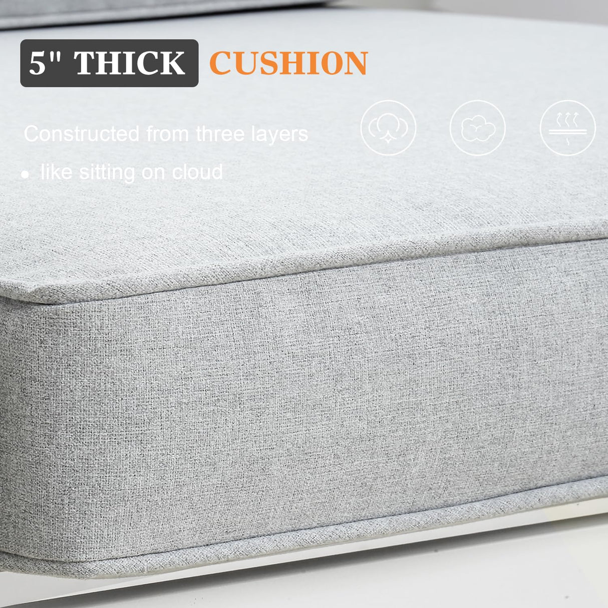 Vakollia 4 Pieces Modern Aluminum Patio Furniture Set with Fire Pit Table, Outdoor Conversation Sets Metal Sectional Sofa Vakollia