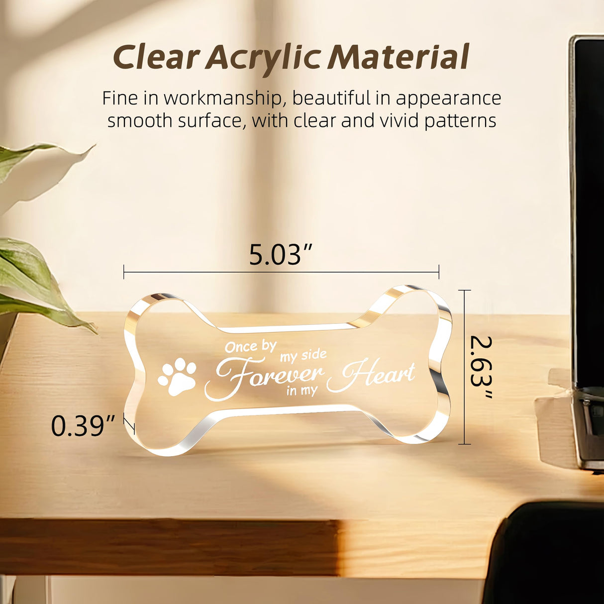 Cynlsum Pet Memorial Ornament Remembrance Gifts Loss of Dog Cat Sympathy Gift Crystal Bone Shape Decor Ornament for Dogs Puppy Keepsake Cynlsum