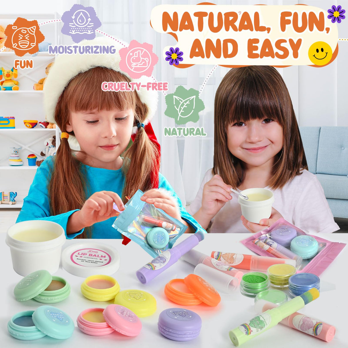 JCOOS DIY Lip Balm Making Kit - Kids Crafts, Make Your Own Lip Gloss, Beeswax & Shea Butter, Moisturizing Tubes Jcoos