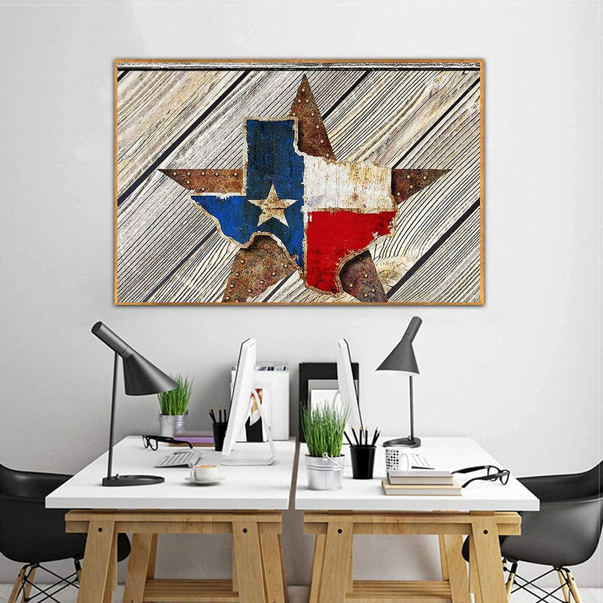 Muyankissu American Western Country Texas Star Rustic Wooden Board DIY 5D Diamond Art Kits Art Full Drill Art Arts Craft Canvas (American Star, 12X16 Inch) Muyankissu