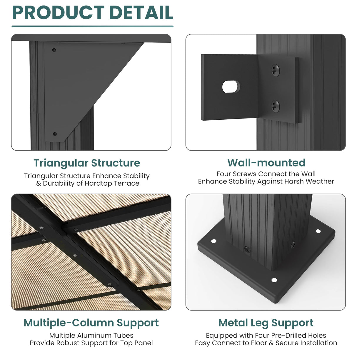 Pamapic 10 * 20FT Outdoor Gazebo,Wall Mounted Gazebo,Hardtop Lean to Gazebo,Aluminum Frame Pergola,UV Resistant Polycarbonate Roof,Outdoor Patio Awnings for Deck, Porch,Lawn,Backyard Pamapic