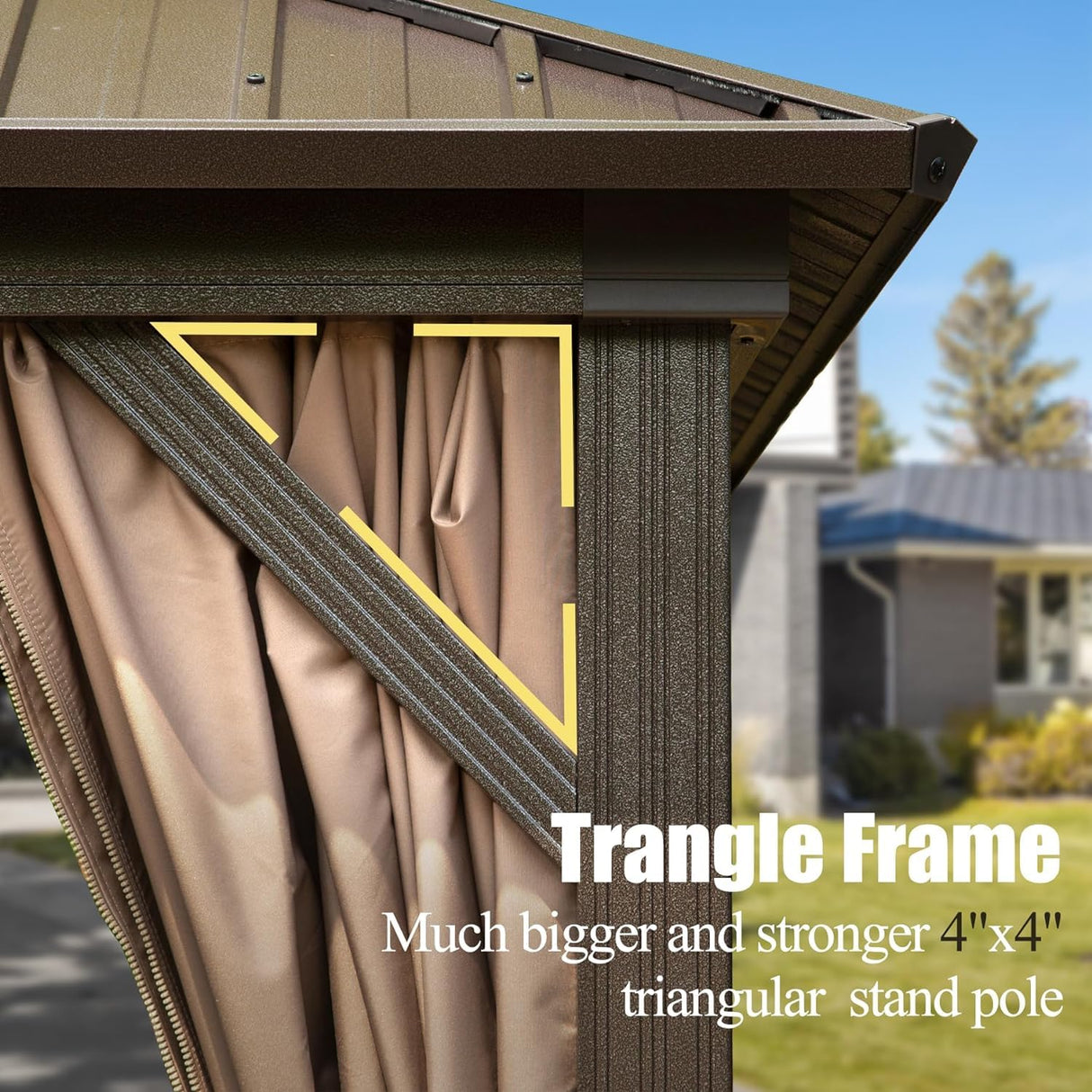 Domi 12'x16' Hardtop Gazebo Canopy Metal,Outdoor Aluminum Gazebo with Galvanized Steel Double Roof,Curtain and Netting,Permanent Gazebo Pavilion for Patio Deck,Backyard domi outdoor living