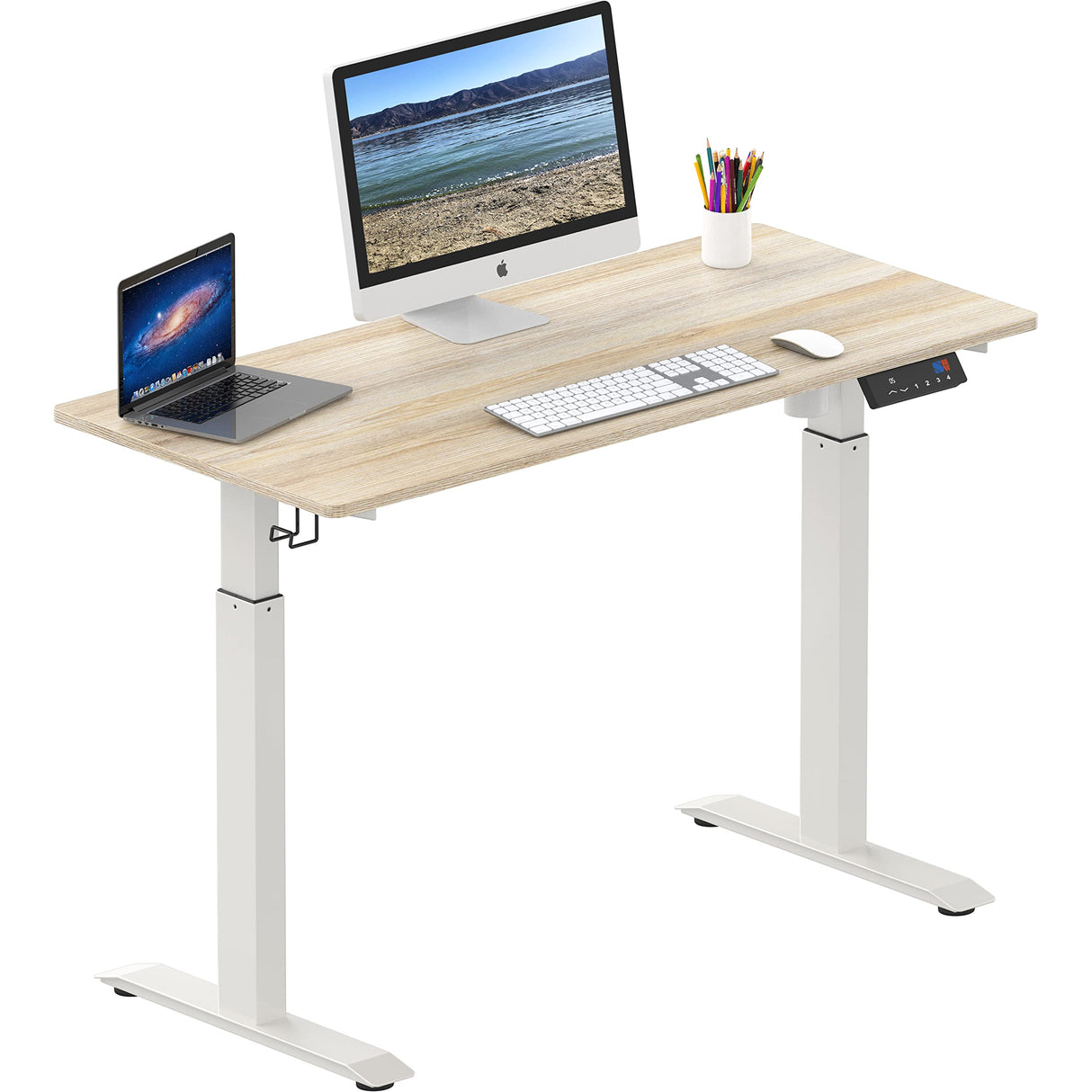 SHW Memory Preset Electric Height Adjustable Standing Desk, 48 x 24 Inches, Maple SHW