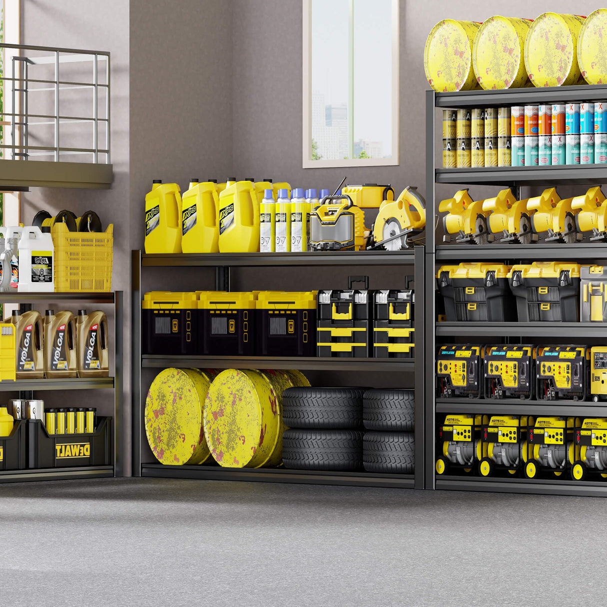 PMKES 6 Tier Garage Shelving Heavy Duty, 50" WGarage Shelves, 50" W x 84" H x 24" D Adjustable Storage Shelving Unit, Commercial Metal Shelves for Warehouse, Basement, Shop,2 Pack PMKES