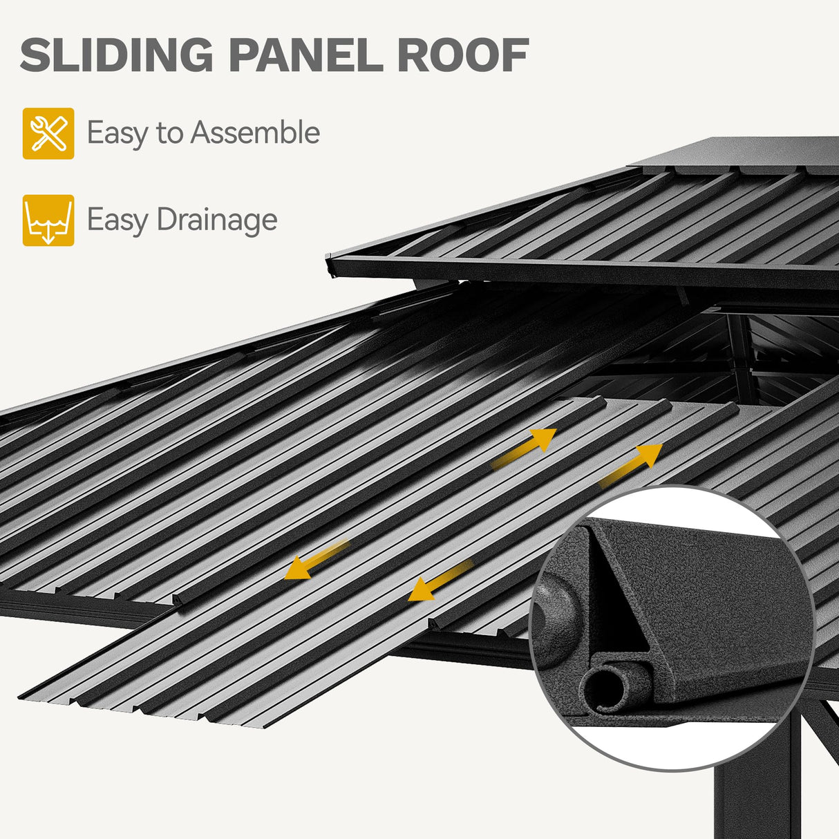 DWVO 12x16ft Gazebo Double Roof Hardtop with Nettings and Curtains, Heavy Duty Galvanized Steel Outdoor Vertical Stripes Roof for Patio, Backyard, Deck, Lawns, Grey DWVO