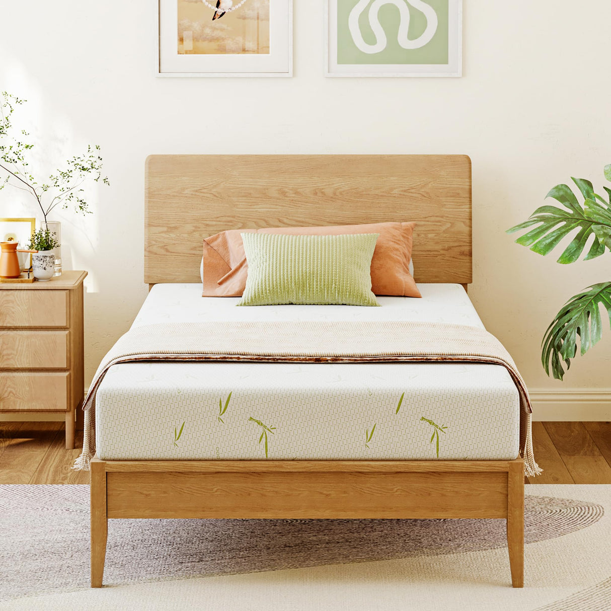 Dyonery 8 Inch Twin Memory Foam Mattress for Kids, Cooling Green Tea Gel Mattress in a Box, Rayon Mattress for Breathable Sleep, Made in USA, Certipur-Us Certified, Medium Mattress, 38x75x8” Dyonery