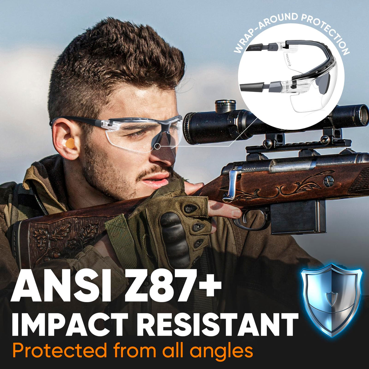 TICONN Anti-Fog Safety Glasses for Men and Women, ANSI Z87.1 Scratch Proof Eye Goggles with Adjustable Arms and UV Protection (Clear, 1PK) TICONN