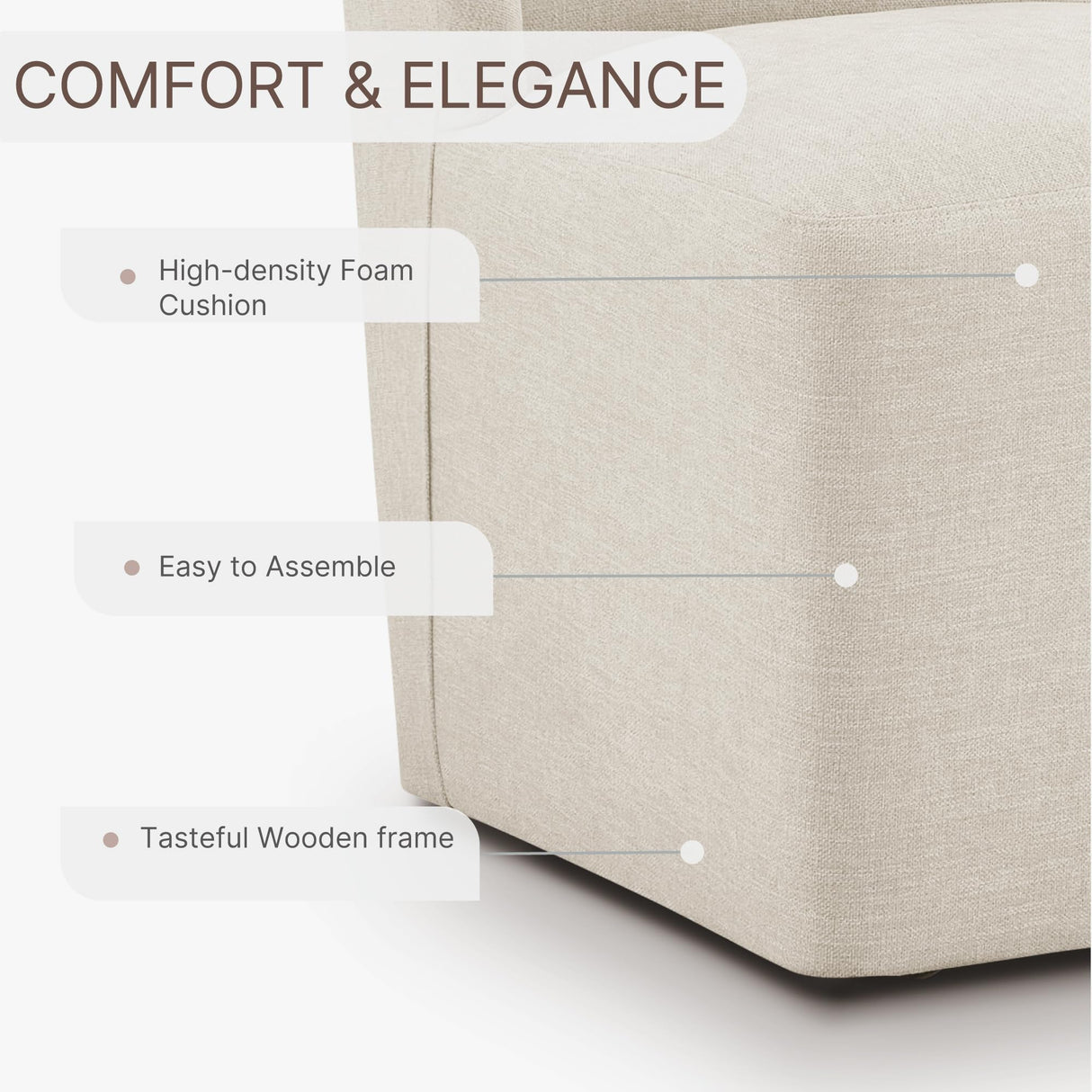 KISLOT Upholstered Dining Chair with Casters Wingback Modern Side Armless Deskchair with Rollers for Diningroom Bedroom Livingroom Reading Room,Cream Beige,2 Box KISLOT