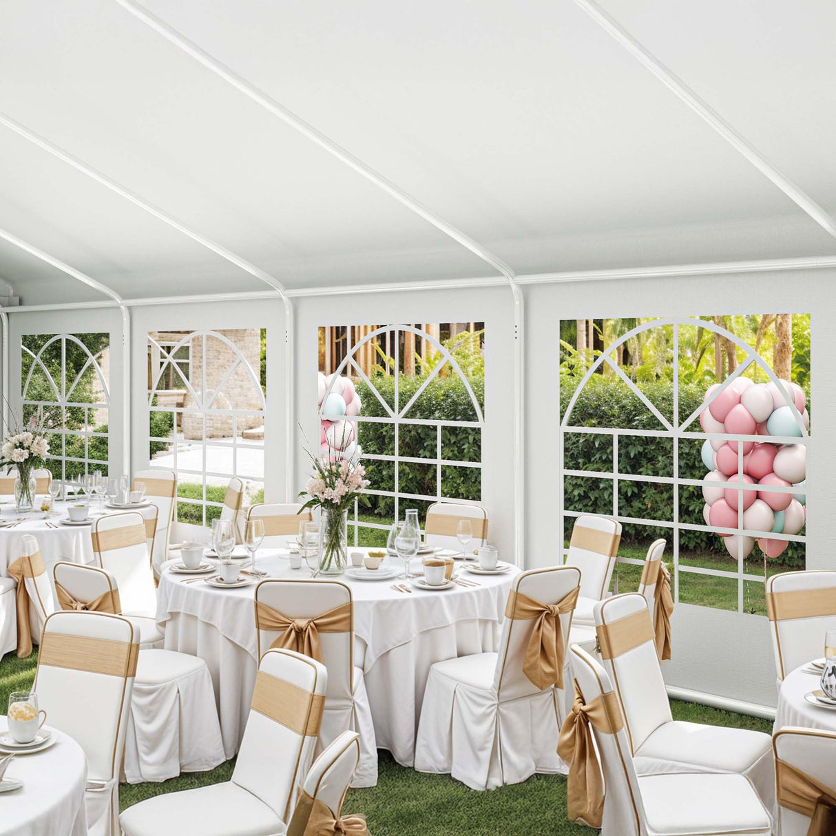 DWVO 20x40ft Party Tent Heavy Duty Outdoor Wedding Event Shelters Upgraded Galvanized Canopy with Large White Roof, Removable Sidewalls & 4 Storage Bags DWVO