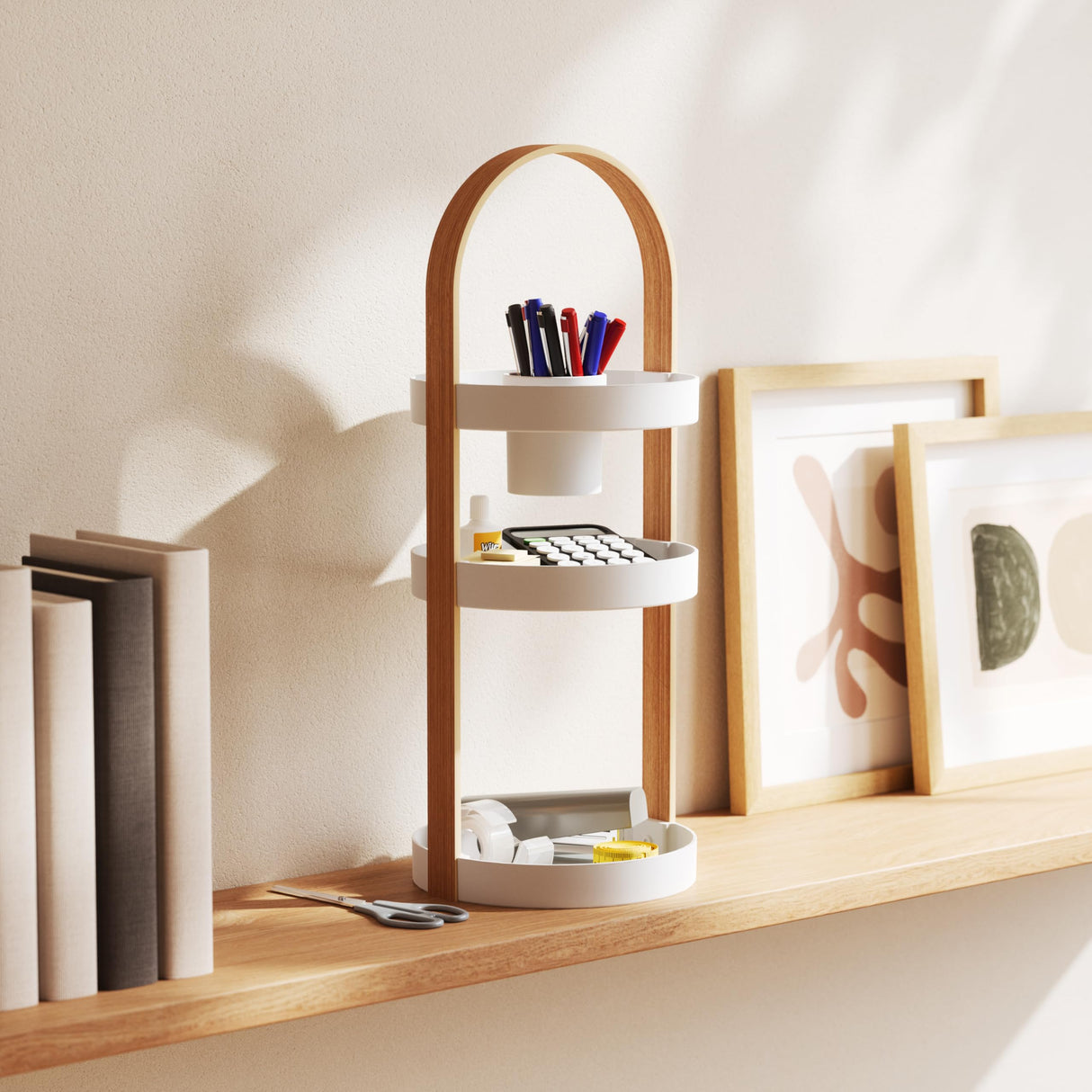 Umbra Bellwood Cosmetic Organizer, (50.2x19.5x19.3cm), White/Natural Umbra